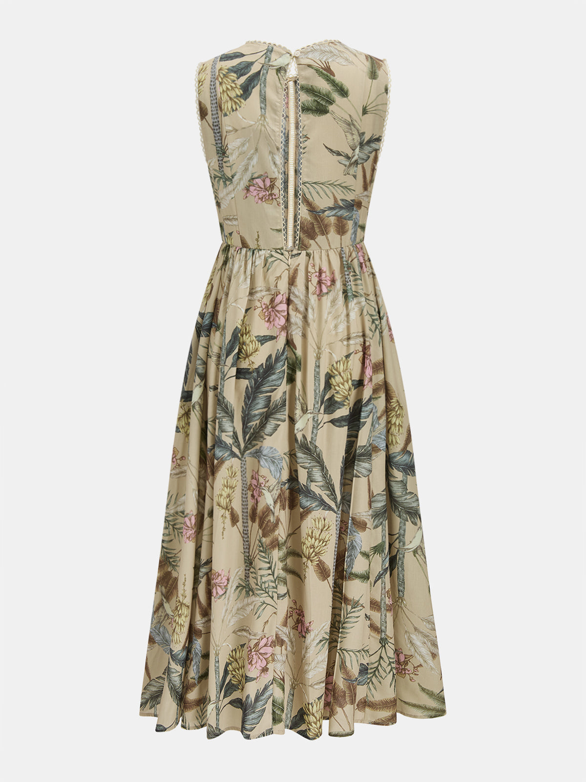 Cotton Blend Botanical Printed Maxi Dress