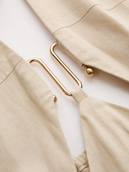 Cut-Out Linen-Blend Halter Maxi Dress