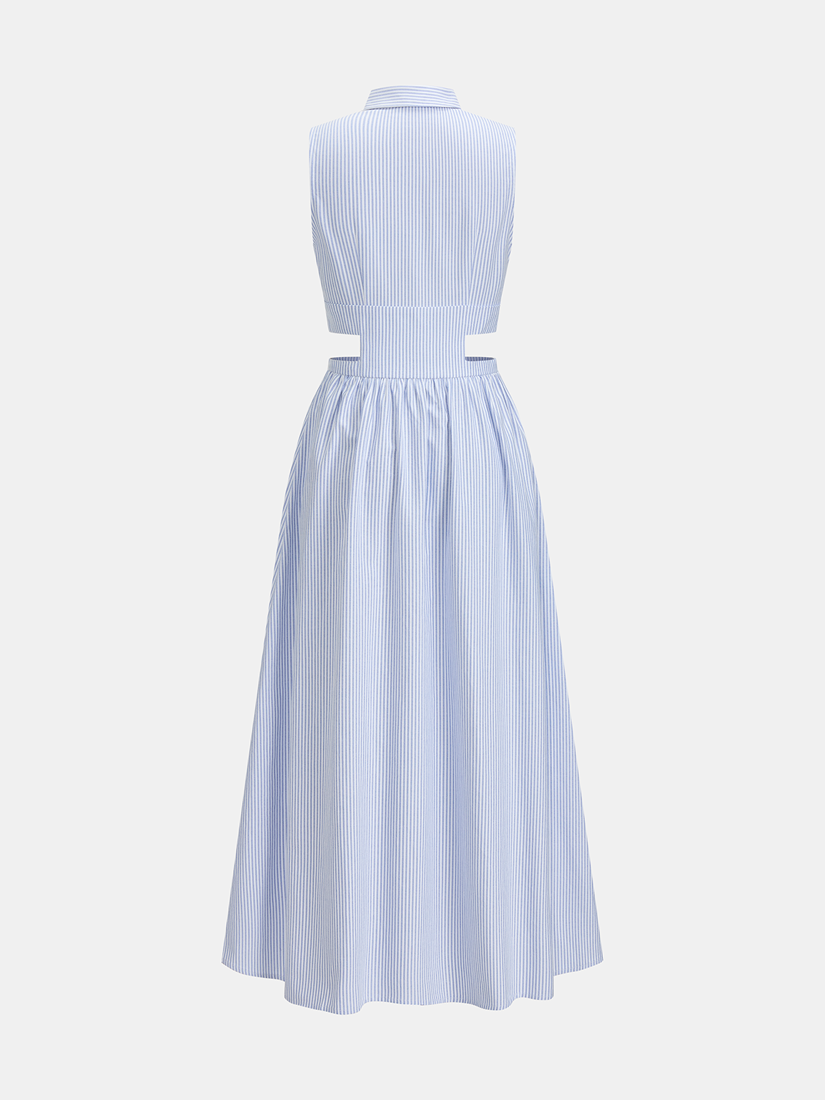 Sleeveless Cutout Striped Midi Shirt Dress