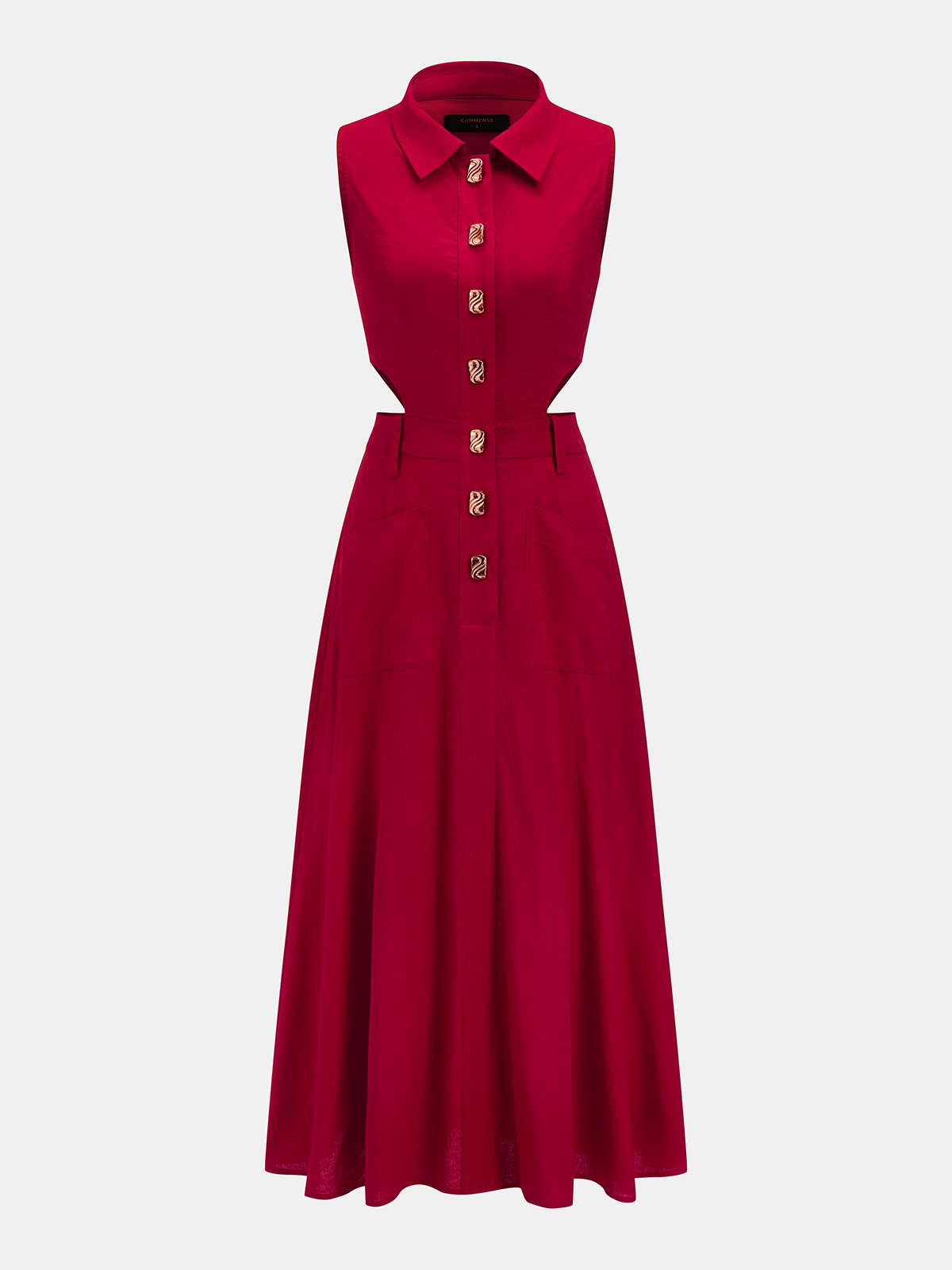 Cotton Linen Sleeveless Cutout Maxi Dress