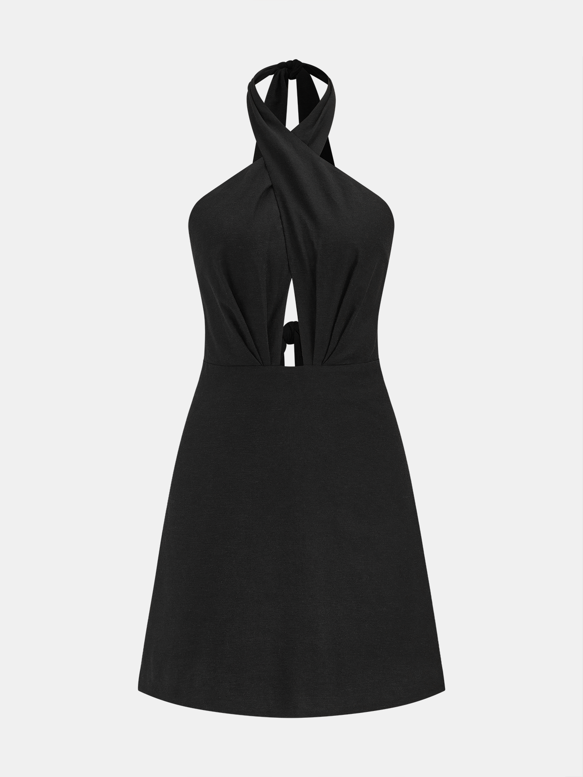 Cross Halter Cotton Linen Mini Dress