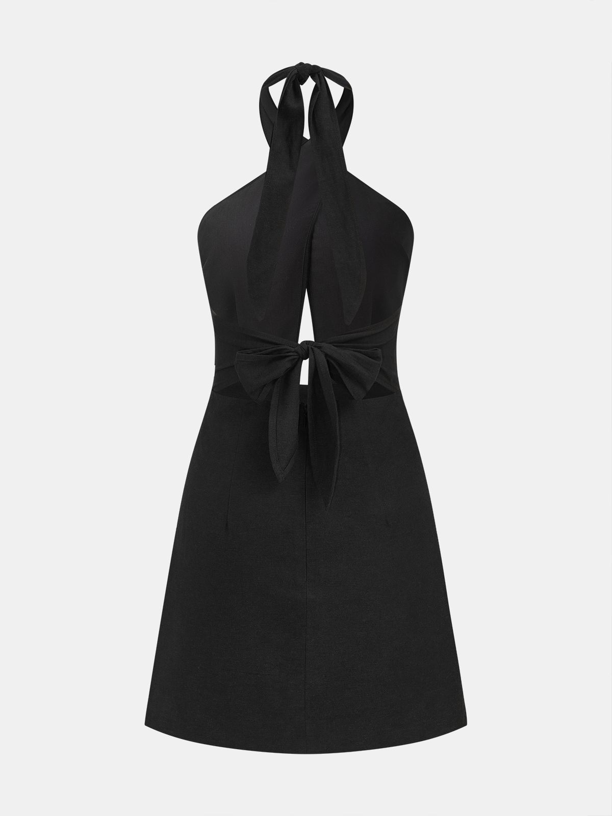Cross Halter Cotton Linen Mini Dress