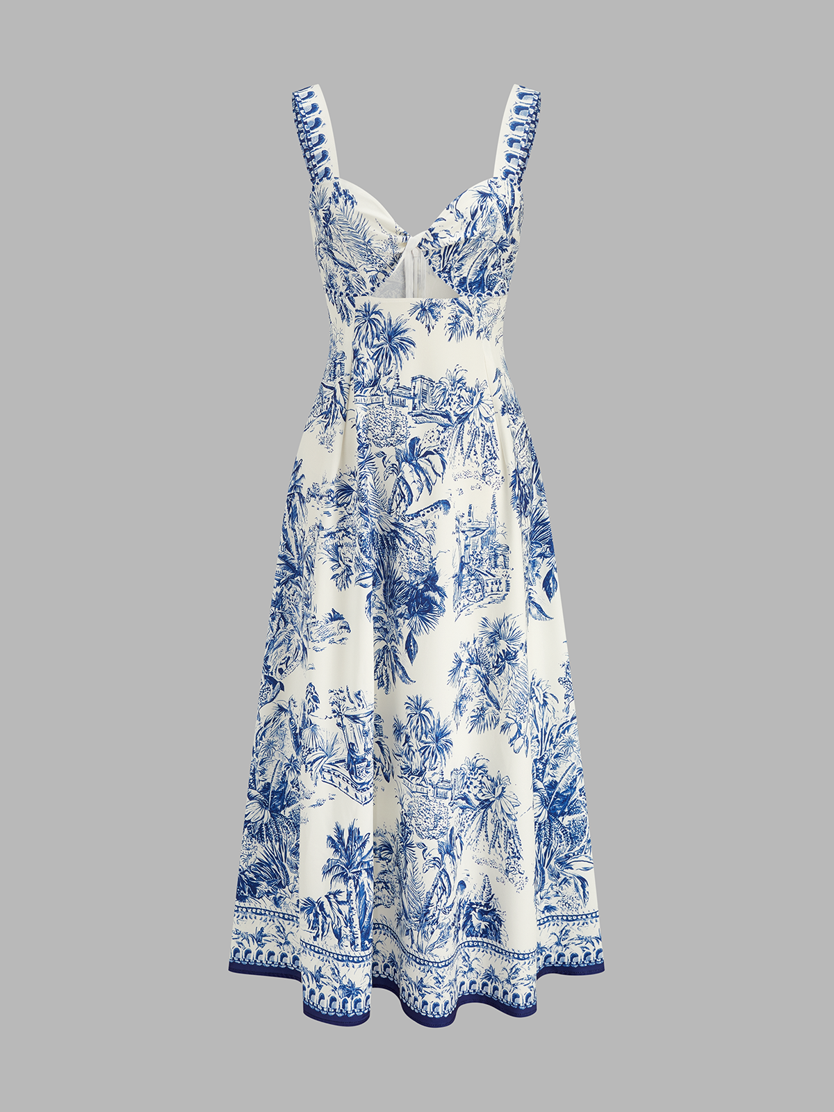 Tropical Print Cutout Sleeveless Maxi Dress