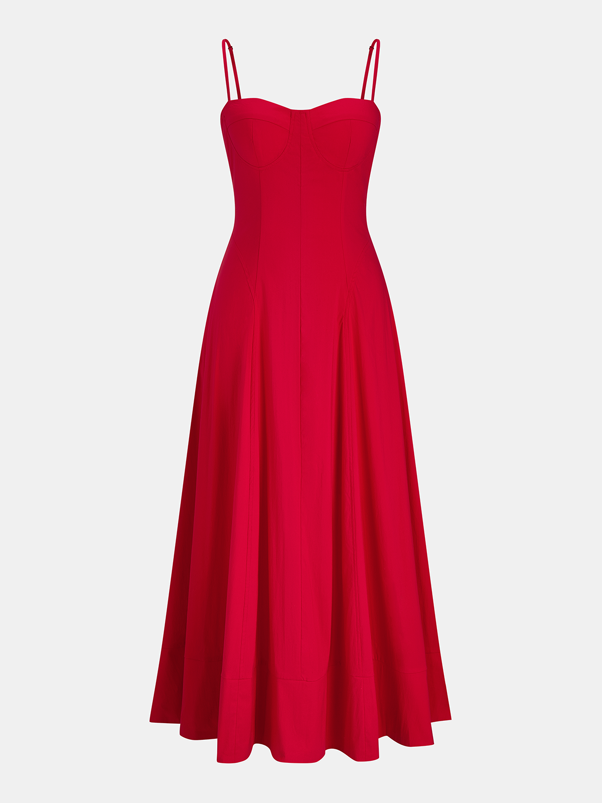 Cotton Blend Pocketed Cami Flared Maxi Dress