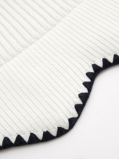 Polo Collar Contrast Trim Ribbed Knit Mini Dress