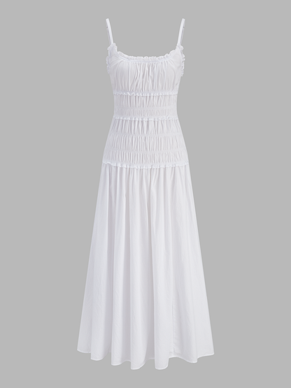 Smocked Cotton Linen Cami Maxi Dress