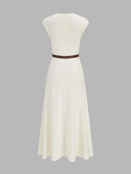 Sleeveless Knit Belted Maxi Dress