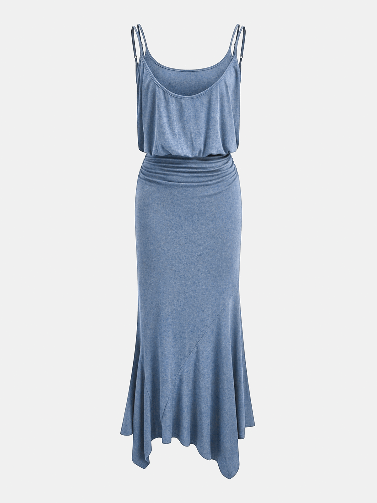 Ruched Asymmetric Cami Maxi Dress
