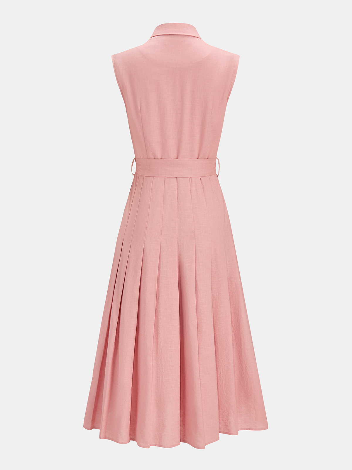 Cotton Linen Pleated Belted Blazer Dress