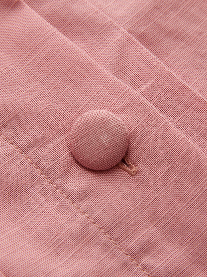 Cotton Linen Pleated Belted Blazer Dress