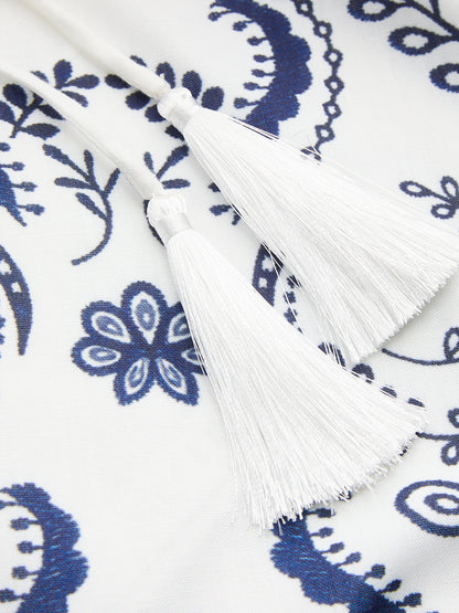 Tassel Tie Embroidered Cami Mini Dress