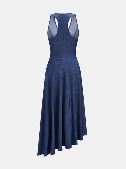 Sleeveless Asymmetric Midi Dress