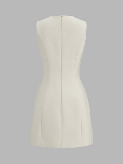 Metal Link Keyhole Neck Sleeveless Mini Dress