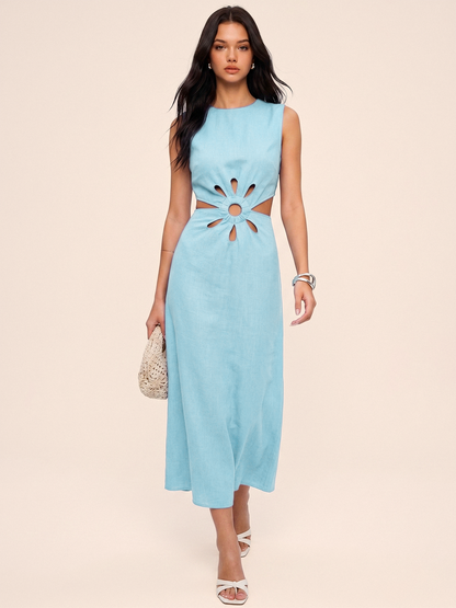 Cutout Waist Sleeveless Maxi Dress