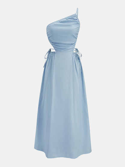 Cutout Tie-Side Cotton Linen Midi Dress