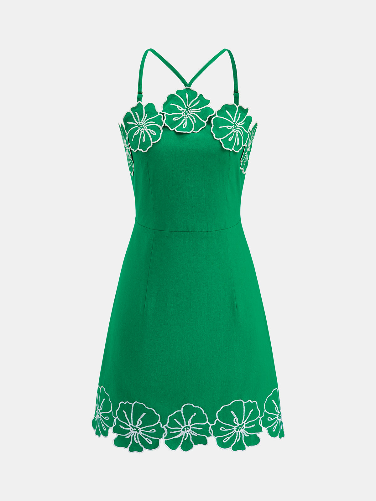 Cotton Floral Embroidered Cami Mini Dress
