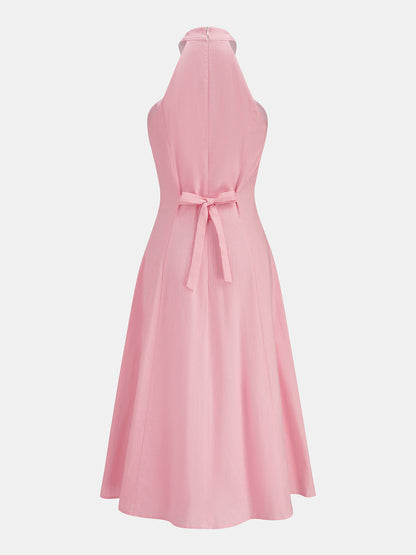 Crisscross Halter Cotton Linen Maxi Dress