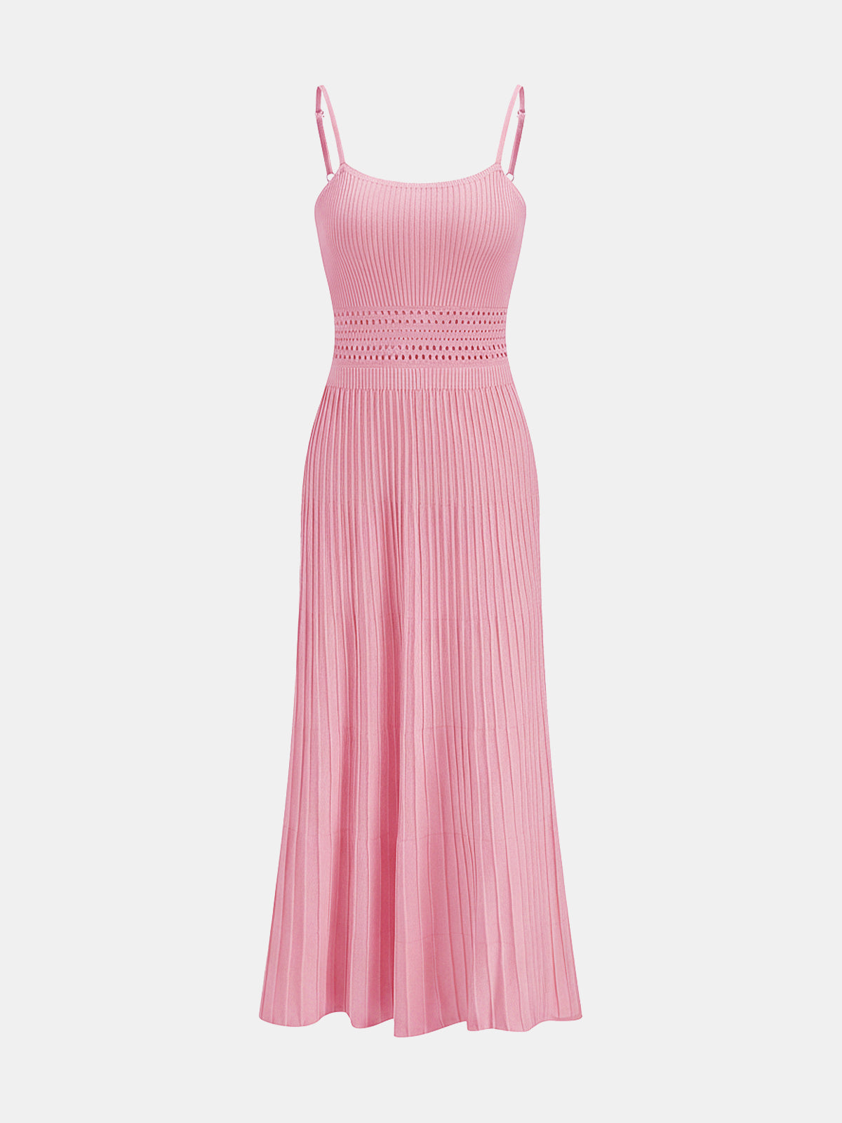 Openwork Ribbed Knit Cami Maxi Dress
