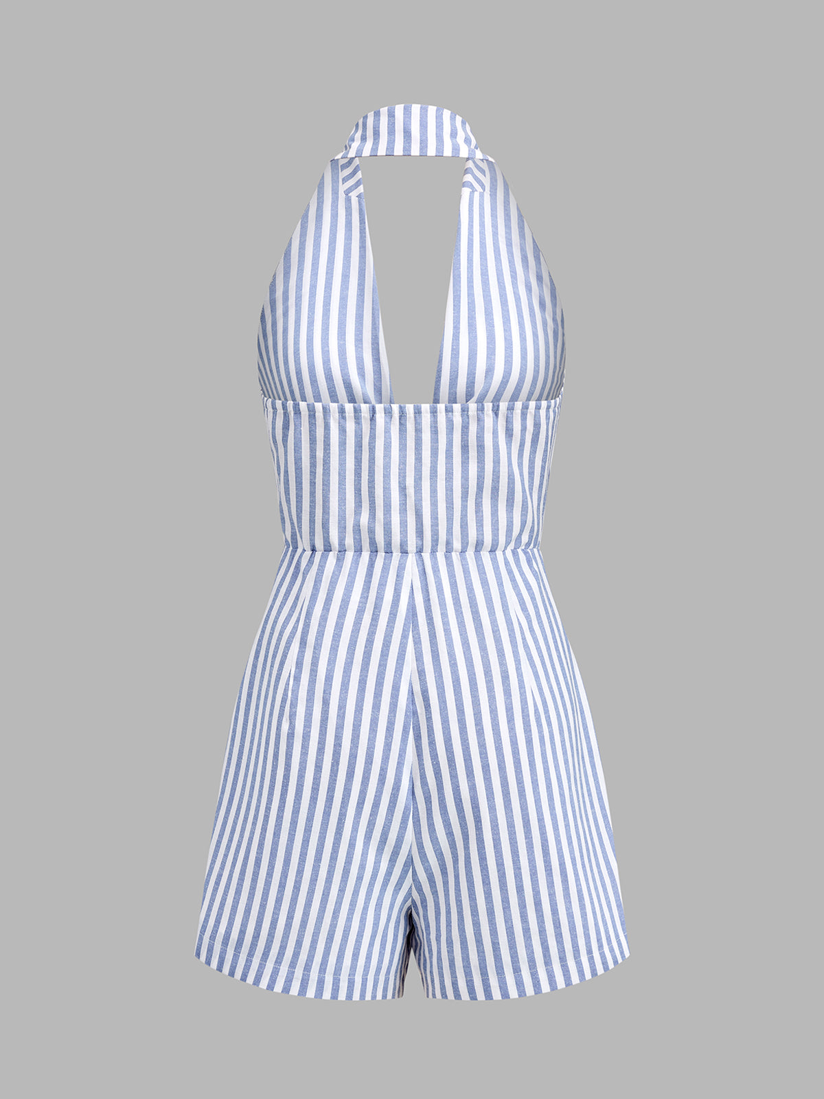 Halter Tie Front Striped Romper
