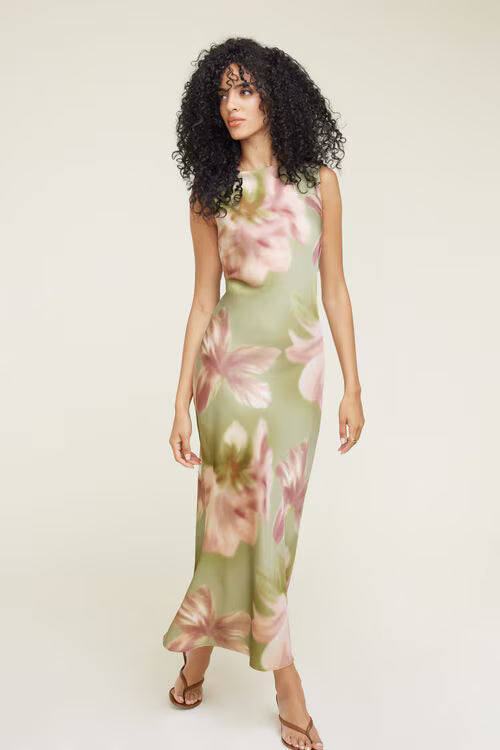 Liora Satin Maxi Slip Dress-Pink Fern
