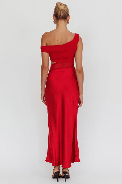 In Blooms Mesh Bodice Maxi Dress Wine