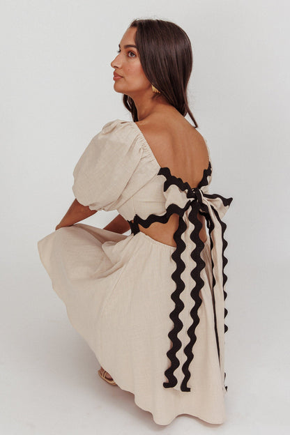 Akali Puff Sleeve A-line Mini Dress Oat