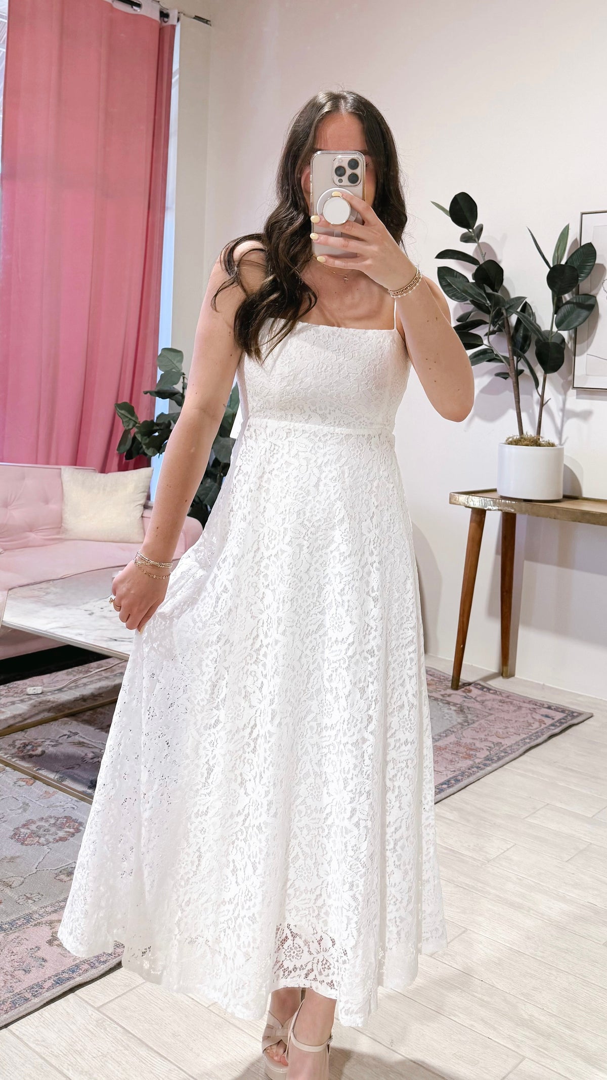 Tara Lace Strap Midi Dress