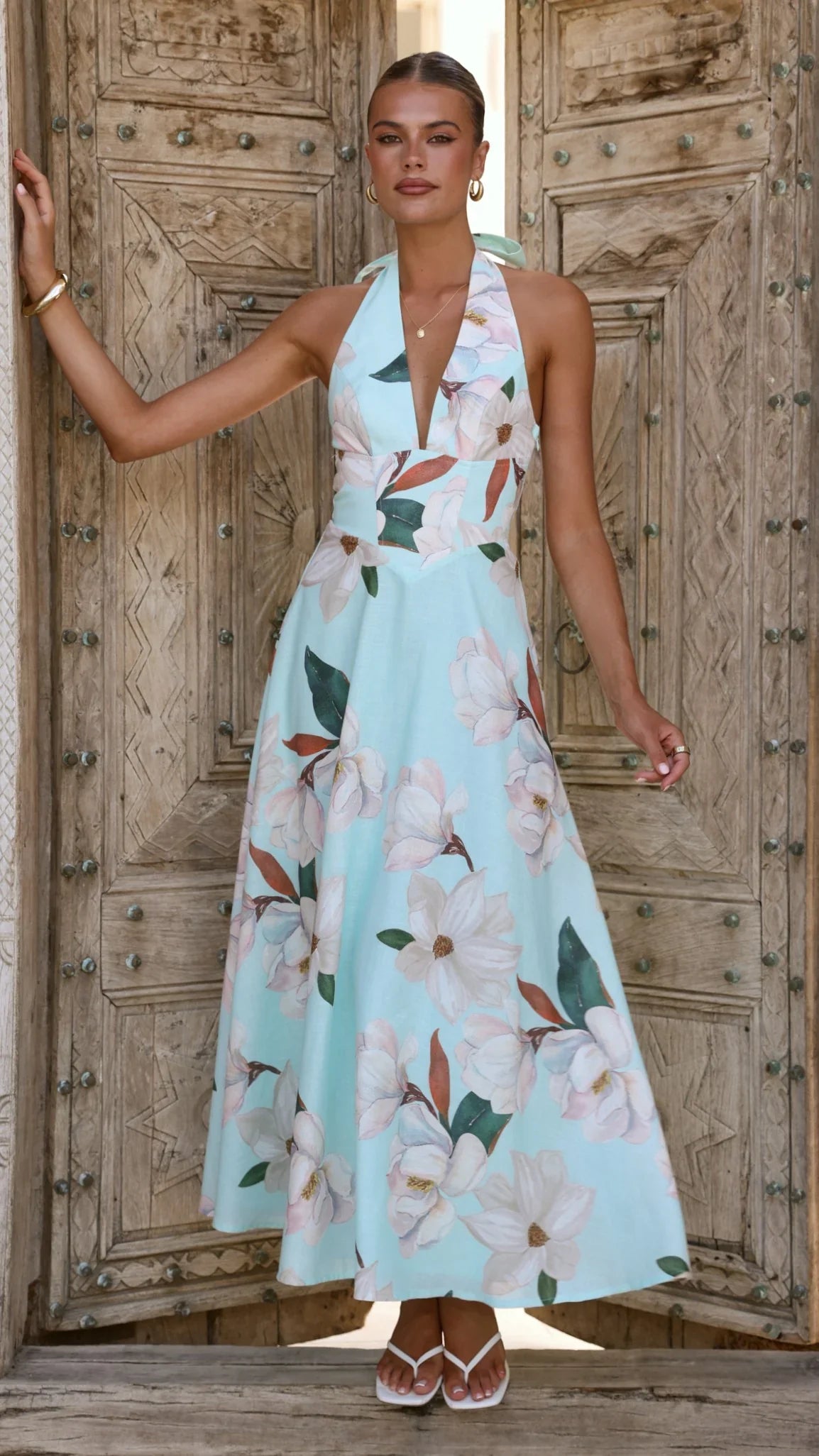 Skye Maxi Dress - Aqua/White Floral