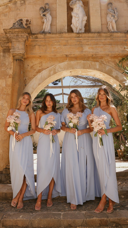 Genevieve Boat Neck Maxi Dress - Blue
