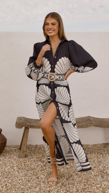 Cheyenne Long Sleeve Maxi Dress - Black