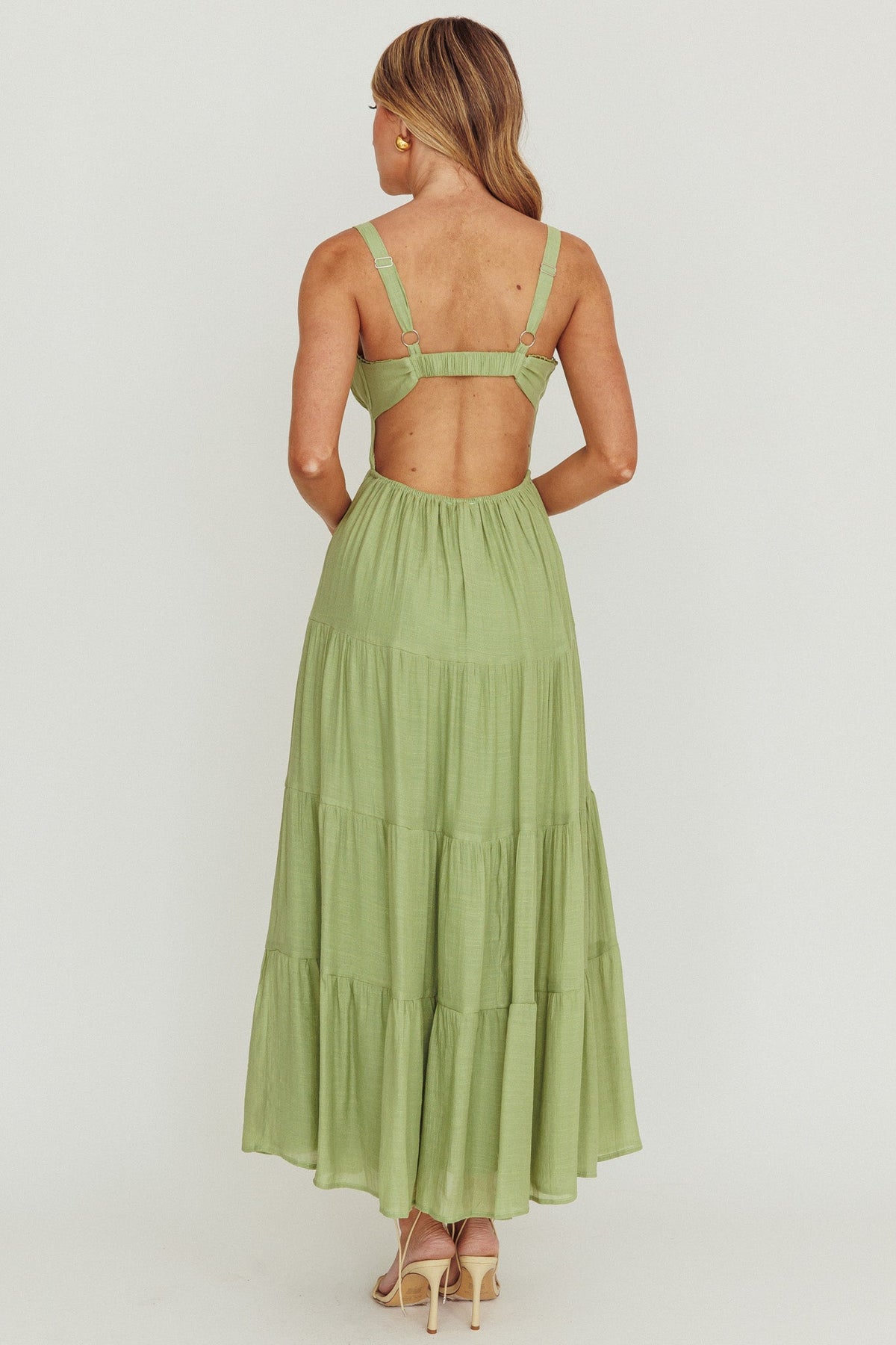 Neptune Cut Out Back A-Line Maxi Dress Sage