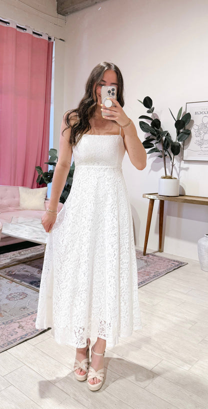 Tara Lace Strap Midi Dress