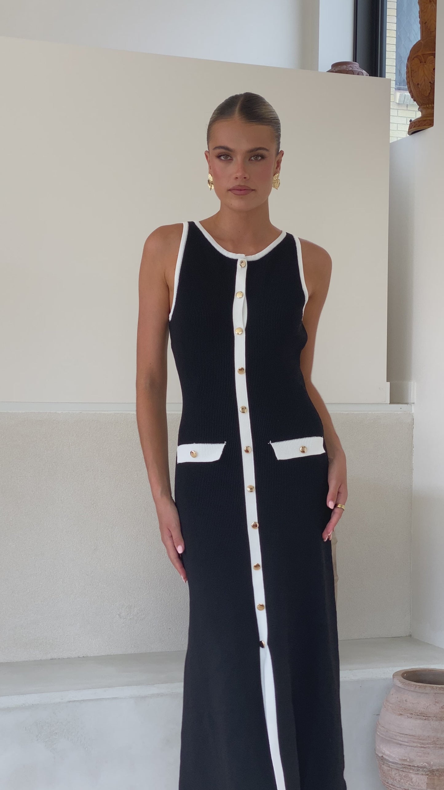 Antoinette Maxi Dress - Black/White