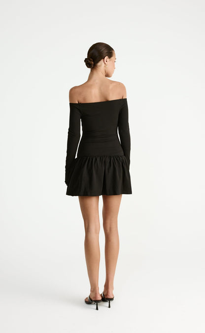 Yanna Long Sleeve Mini Dress (Black)