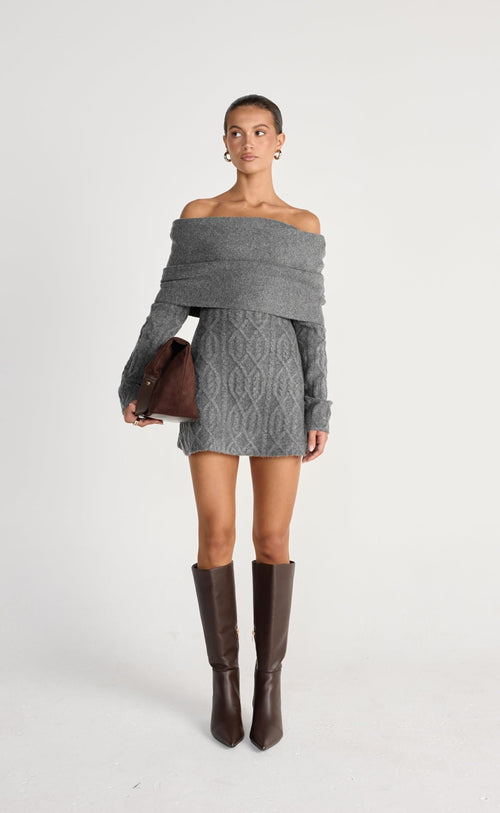 Pavati Long Sleeve Mini Dress (Slate)