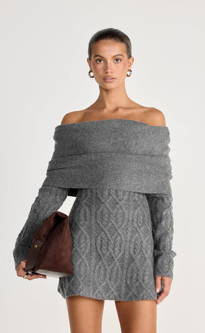 Pavati Long Sleeve Mini Dress (Slate)