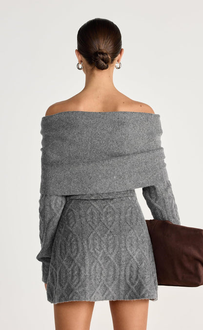 Pavati Long Sleeve Mini Dress (Slate)