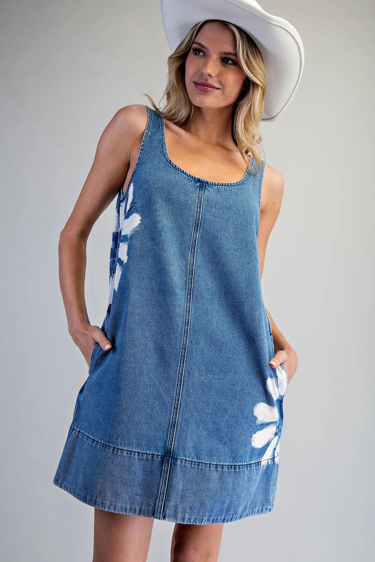 Denim Side Floral Dress