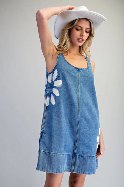 Denim Side Floral Dress