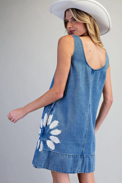 Denim Side Floral Dress