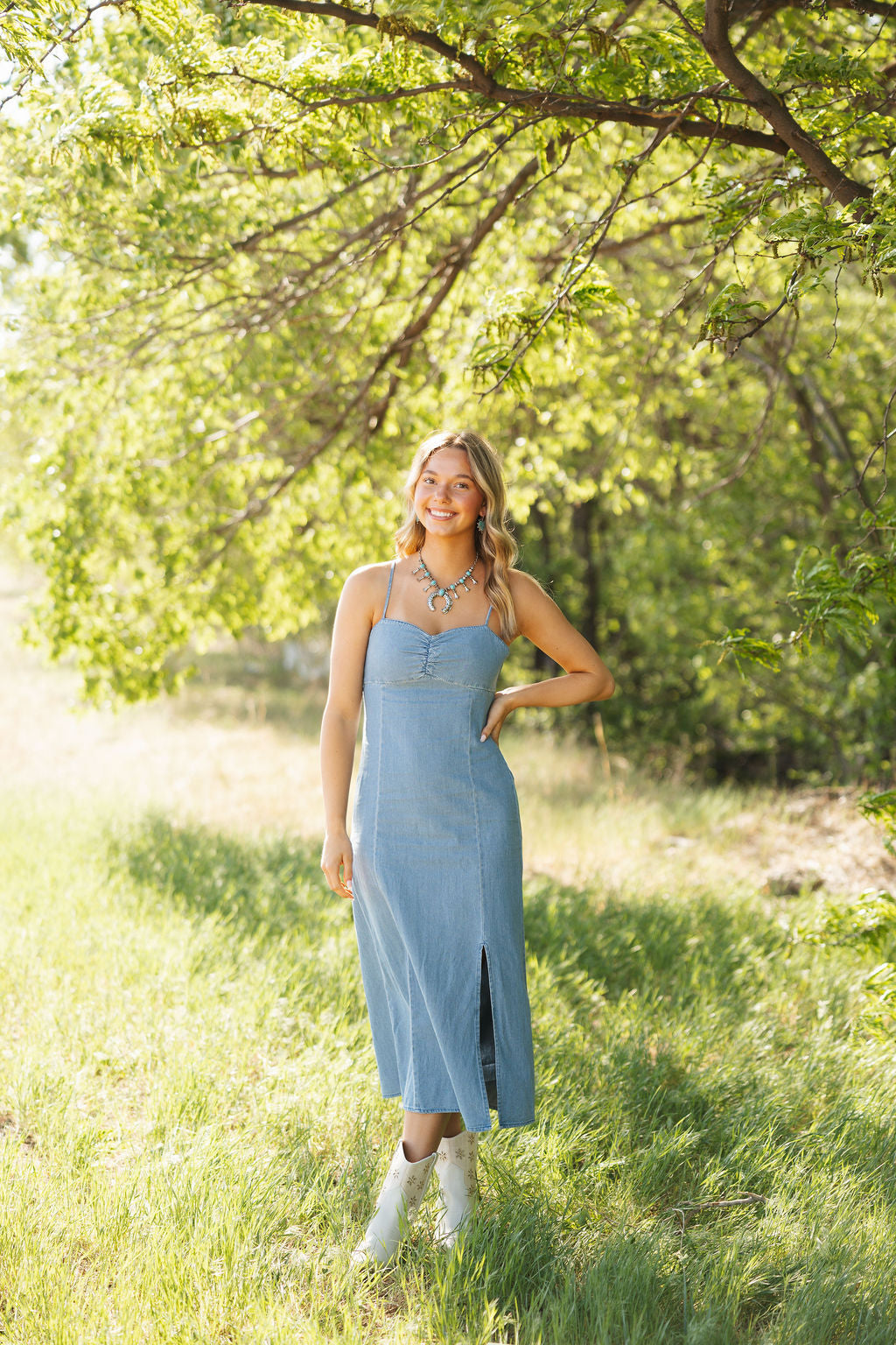 Washed In Denim Midi Dress