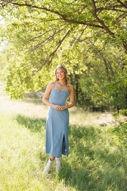 Washed In Denim Midi Dress