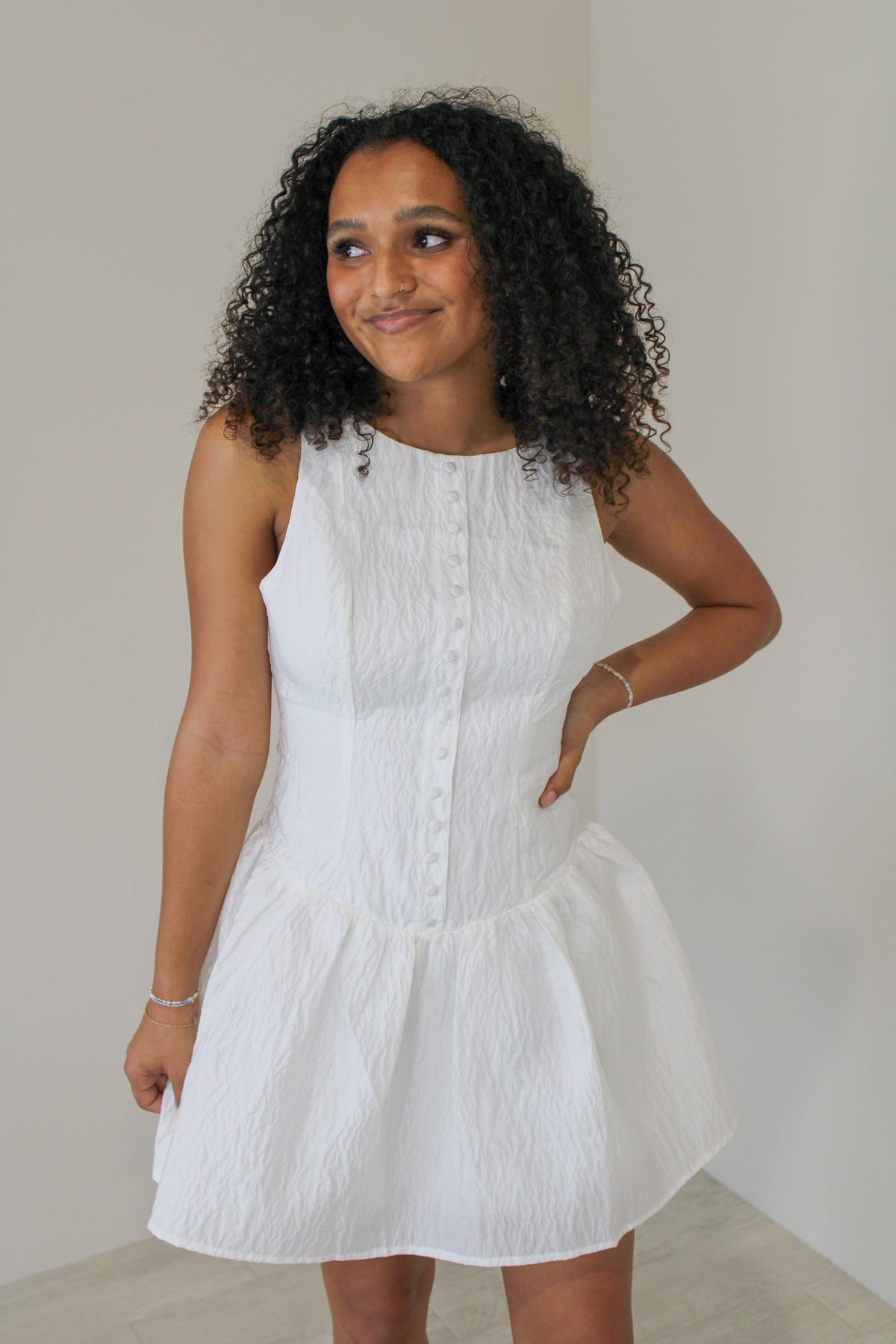 Adored Stunner Drop Waist Flare Mini Dress