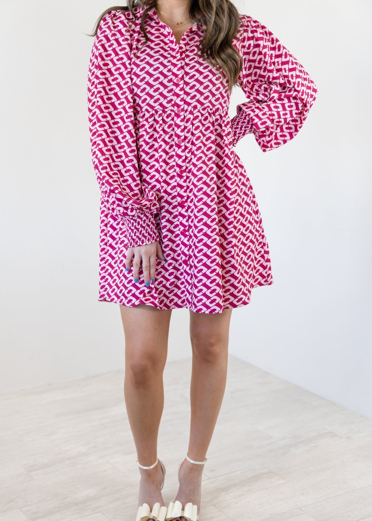 Chained To You Geometric Print Babydoll Dress