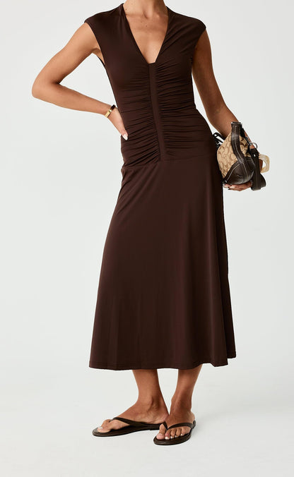 Mila Midi Dress (Chocolate)
