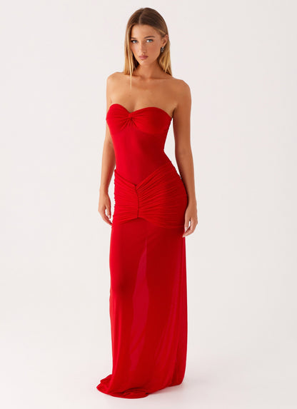 Ottilie Mesh Maxi Dress - Red