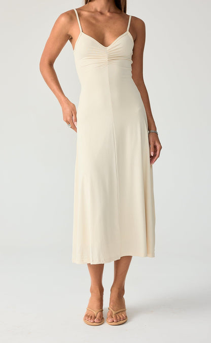 Poppy Midi Dress (Oat)