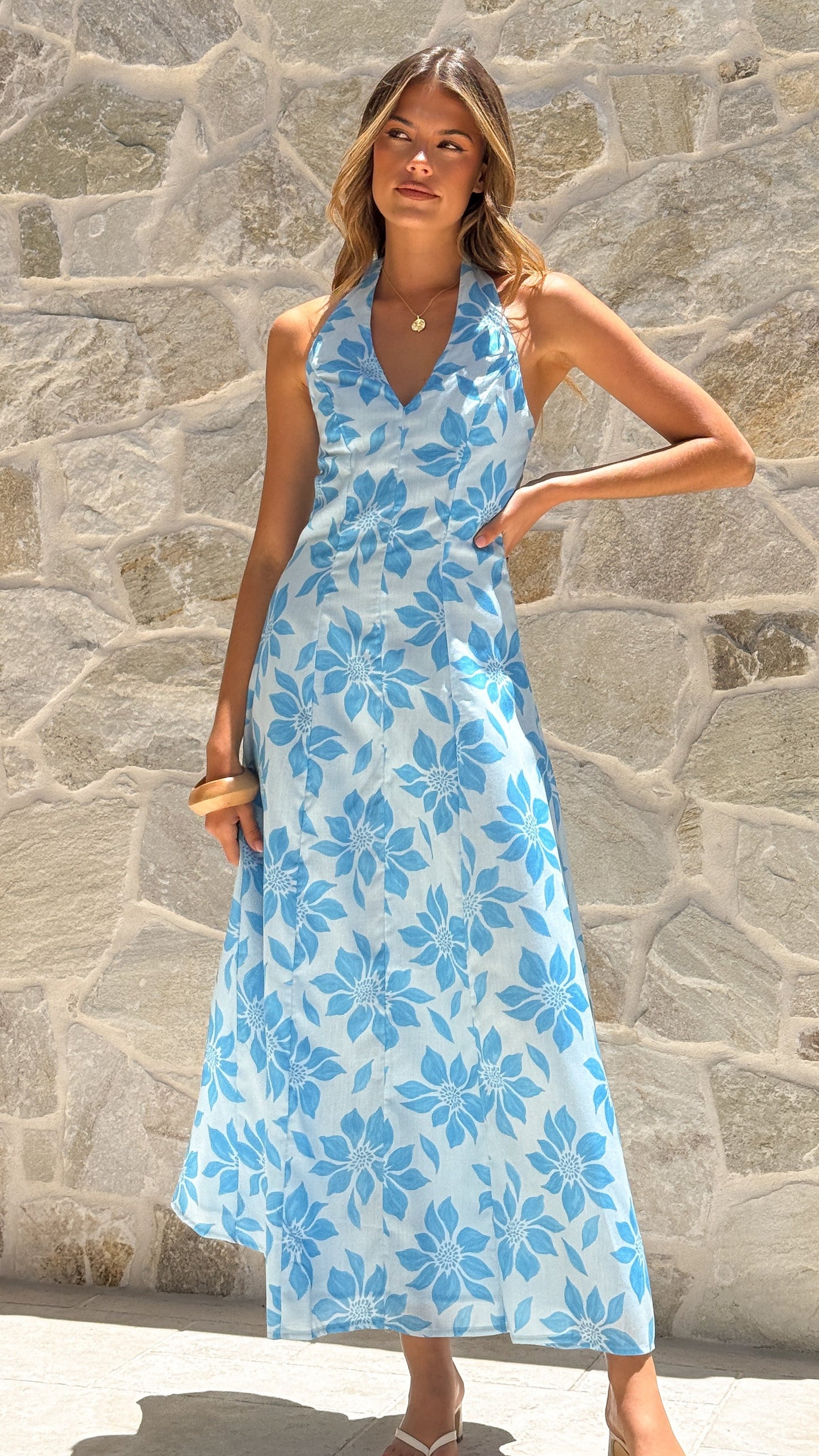 Solange Maxi Dress - Blue Floral