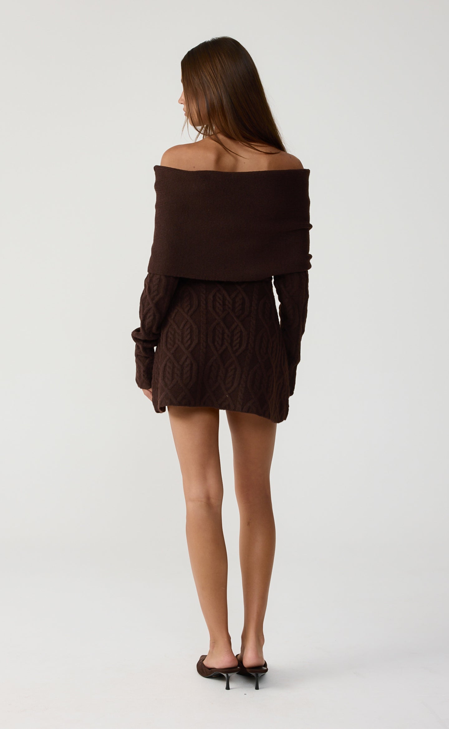 Pavati Long Sleeve Mini Dress (Chocolate Marle)