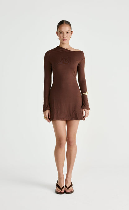 Ozias Long Sleeve Mini Dress (Chocolate)